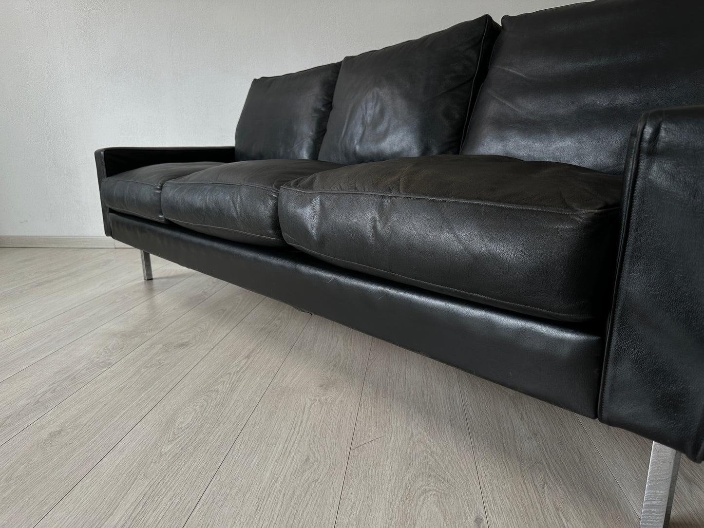 3-Sitzer Ledercouch Sofa by George Nelson für Herman Miller, 60er