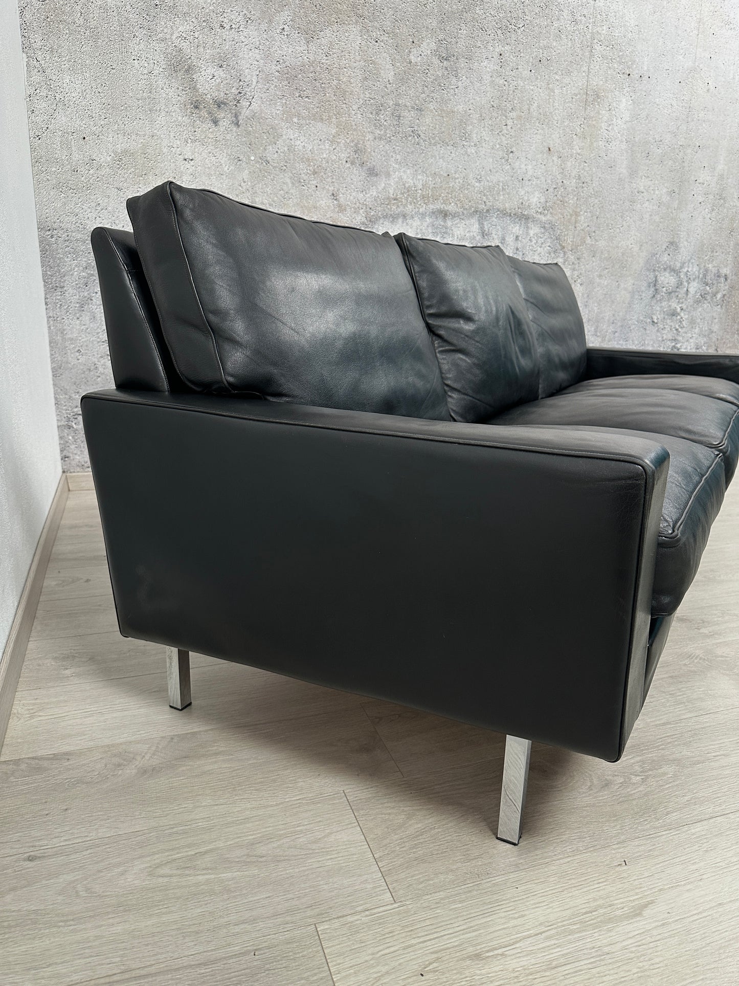 3-Sitzer Ledercouch Sofa by George Nelson für Herman Miller, 60er