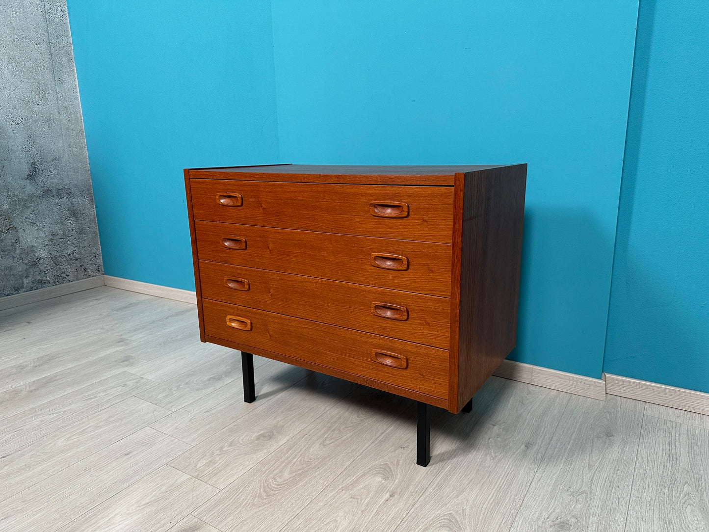 MidCentury Teak Kommode mit 4 Schubladen, 1960er