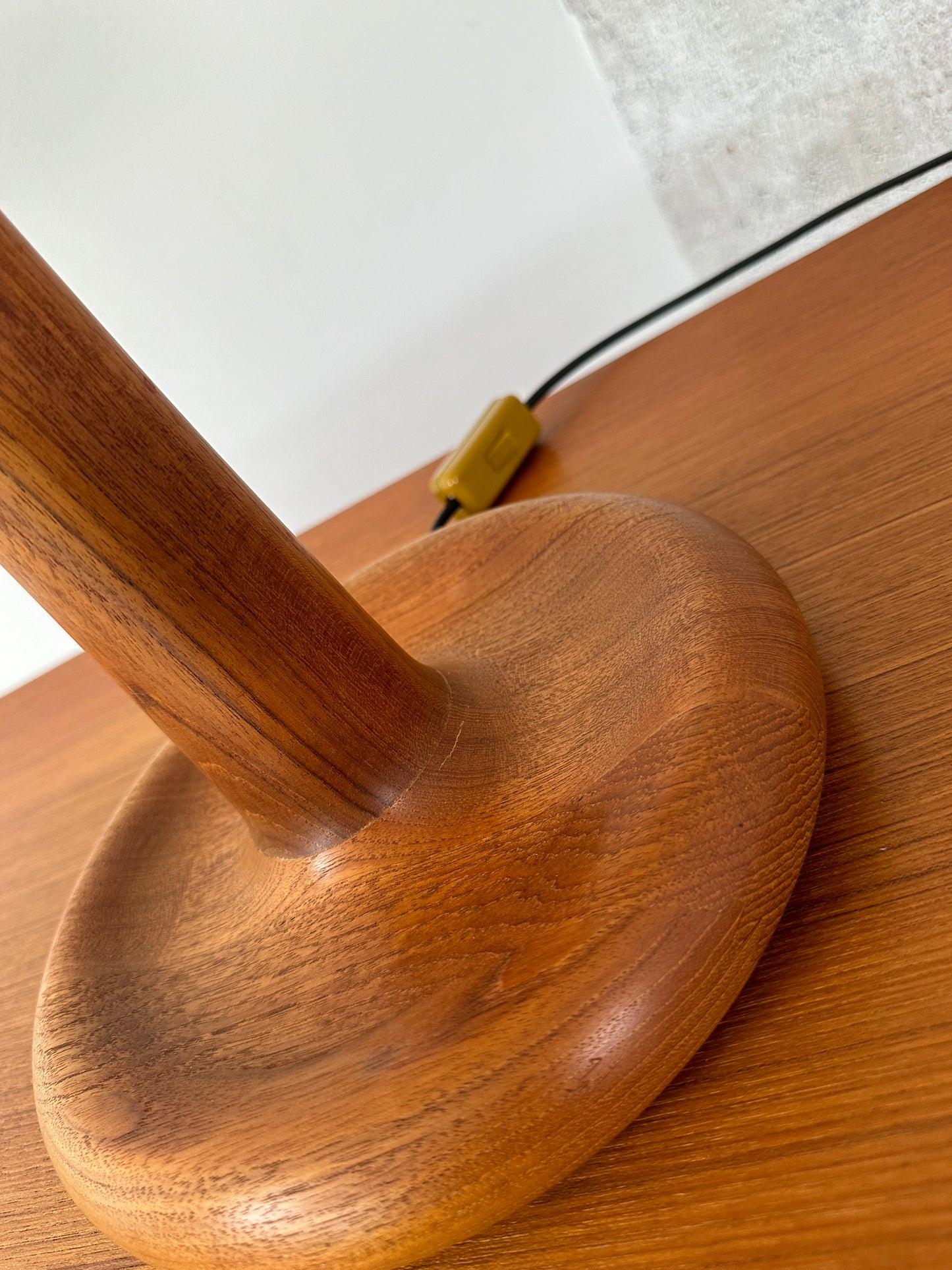 Dänische XXL Tischlampe / Tischleuchte by Dyrlund Teak Leinen