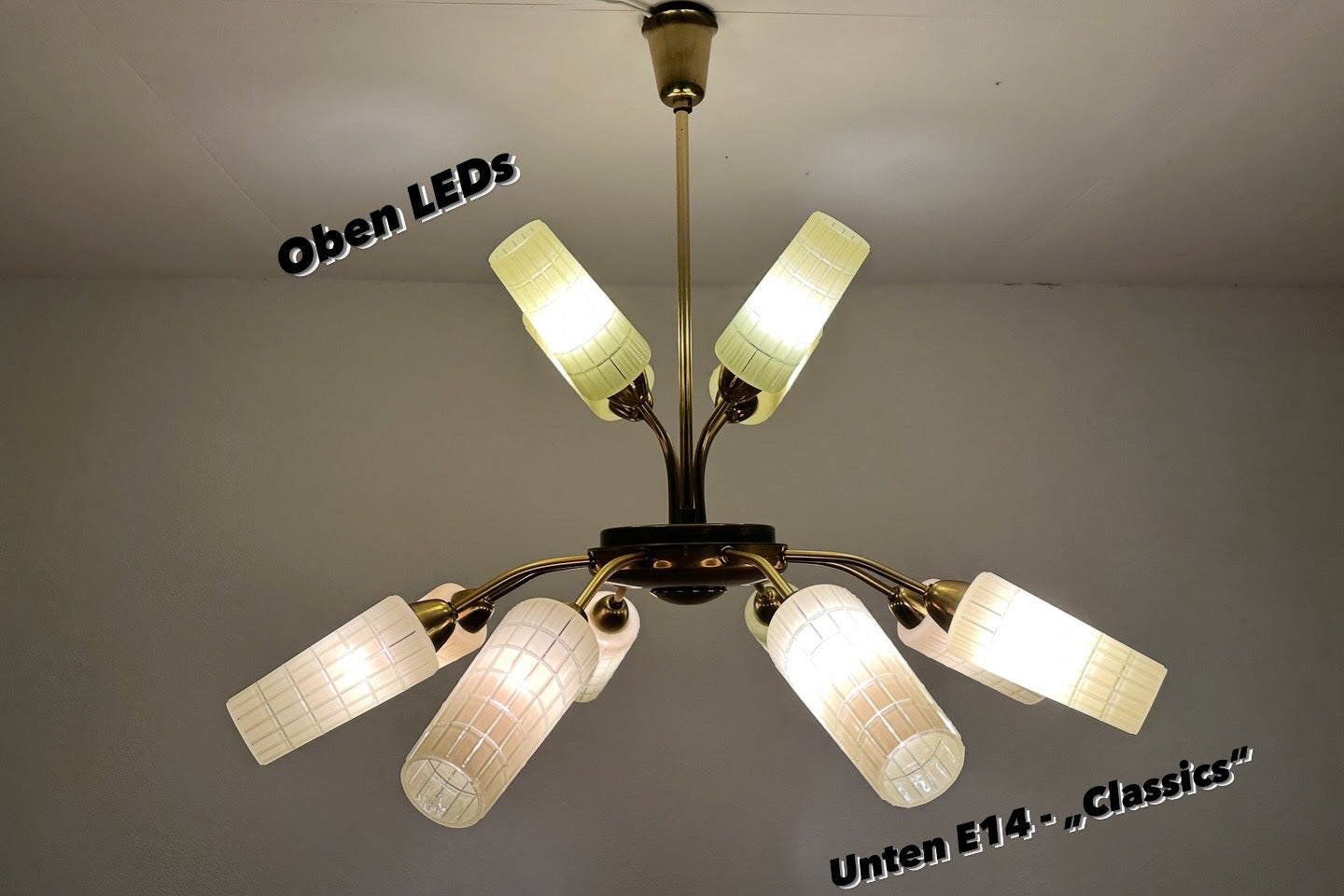DDR Kronleuchter / Deckenleuchte / Lampe 12-flammig