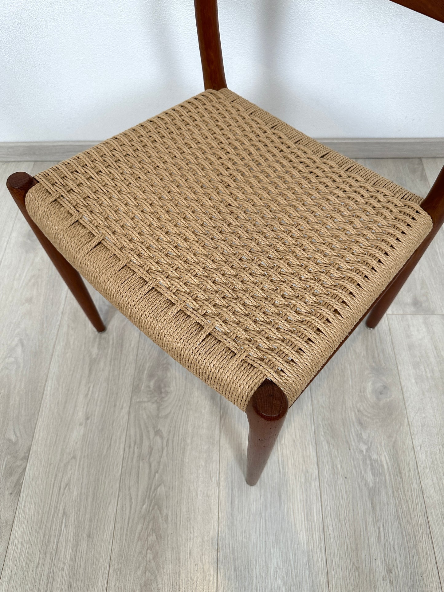Teak Stuhl Møller Modell 75 Geflecht Neu, 1960er