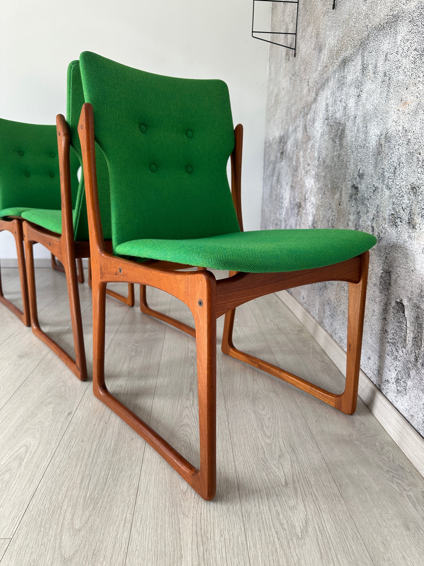4er Set Dänische Teak Esszimmer-Stühle Vamdrup, 60er 70er