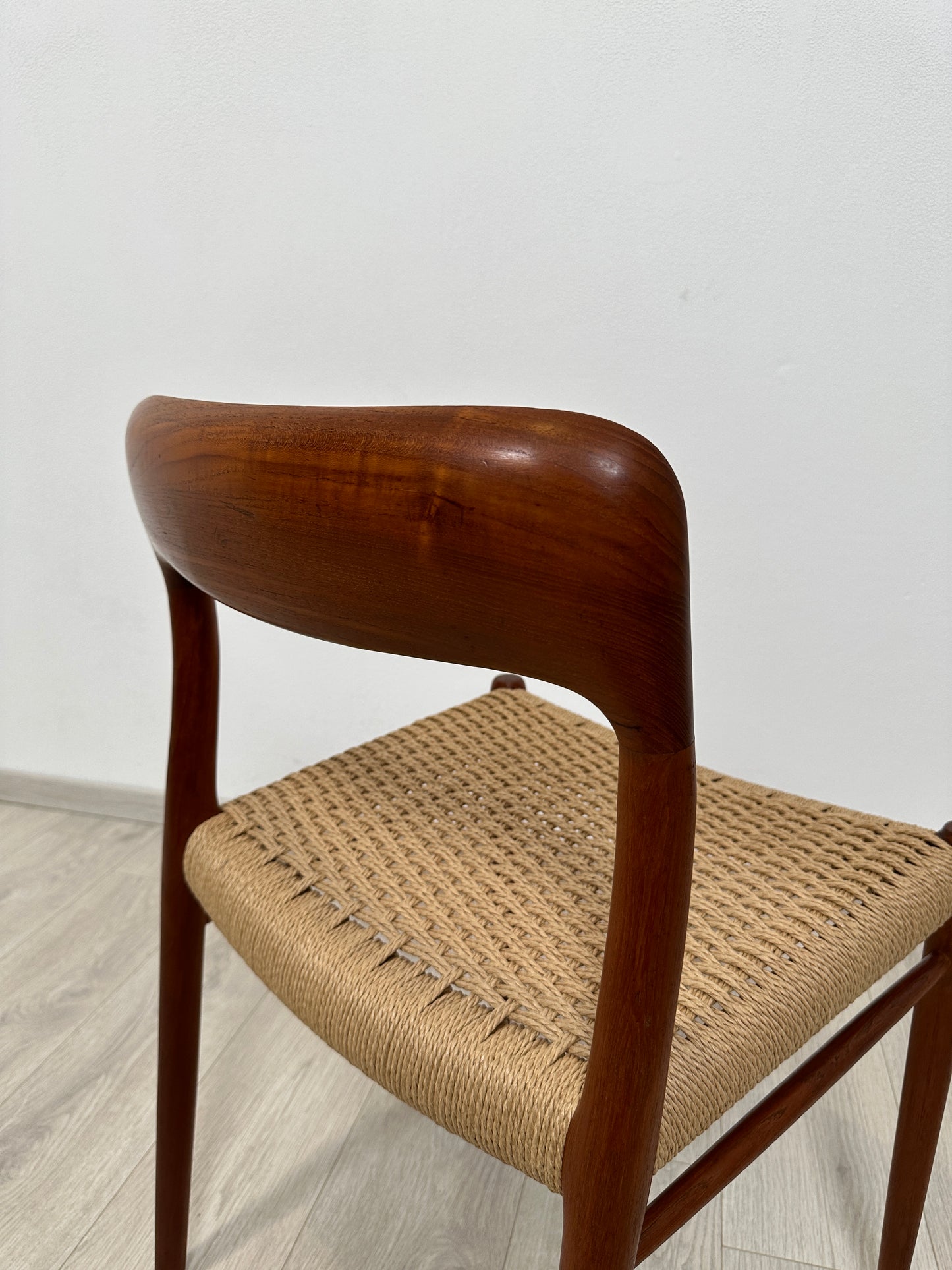 Teak Stuhl Møller Modell 75 Geflecht Neu, 1960er