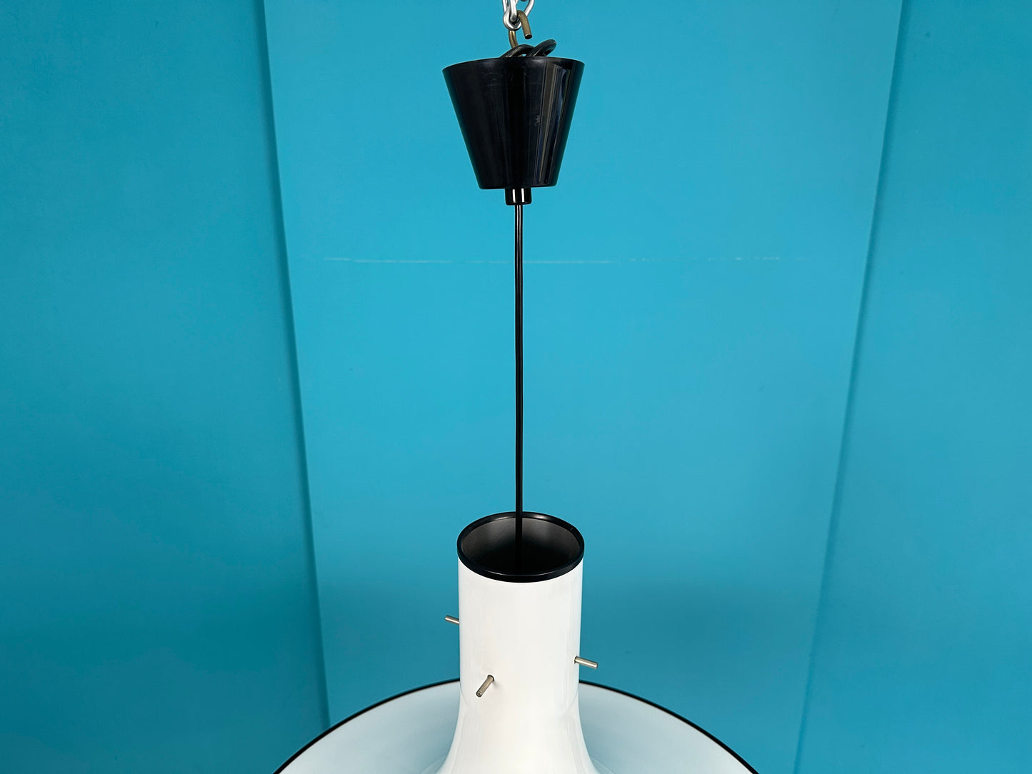 Mid-Century Hexenhut Deckenlampe weiß, 70er