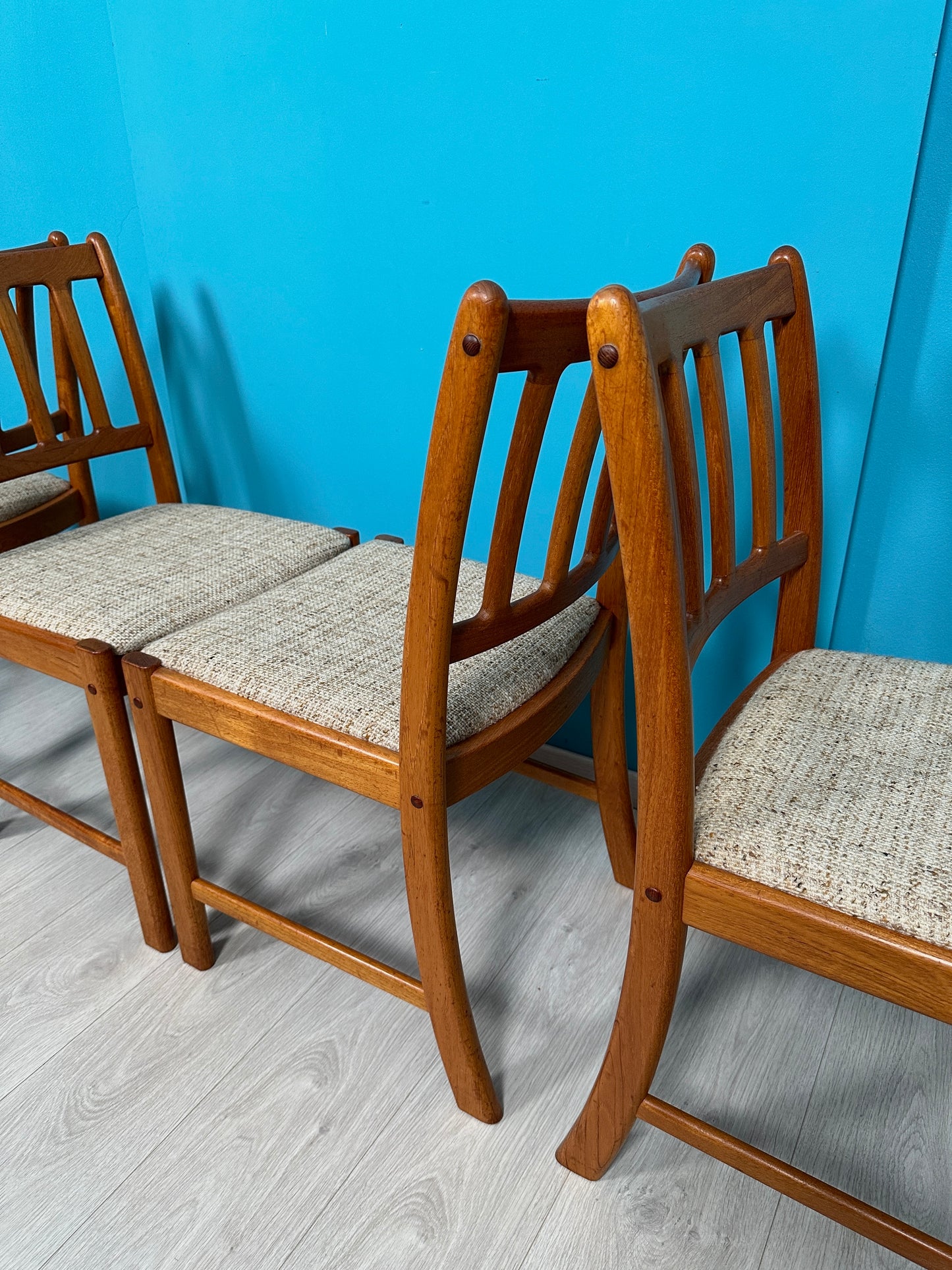 4er Set Dänische Teak Esszimmer-Stühle J. Andersen für Uldum, 60er 70er