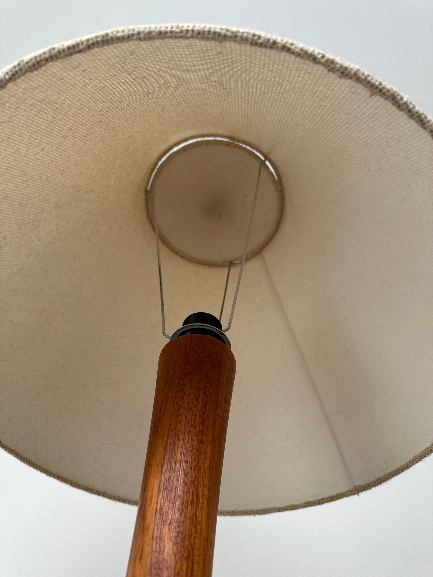Dänische XXL Tischlampe / Tischleuchte by Dyrlund Teak Leinen