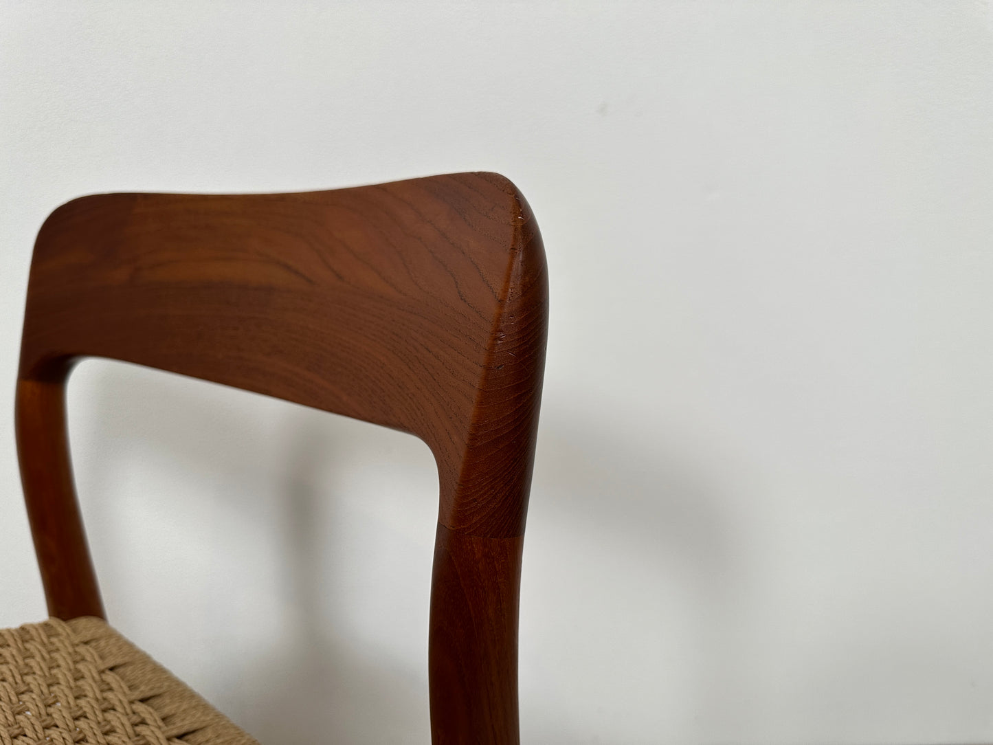 Teak Stuhl Møller Modell 75 Geflecht Neu, 1960er