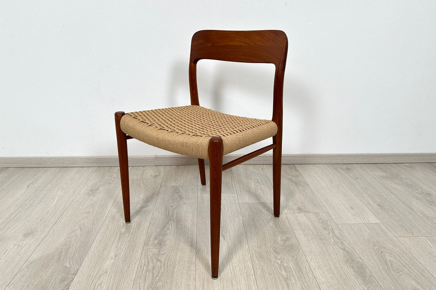 Teak Stuhl Møller Modell 75 Geflecht Neu, 1960er