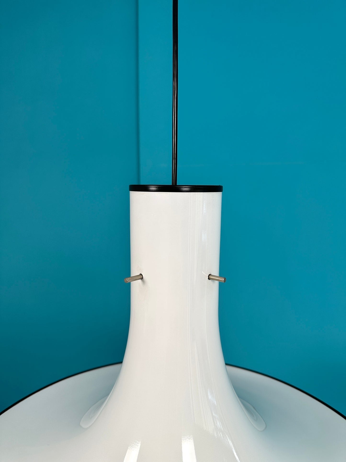 Mid-Century Hexenhut Deckenlampe weiß, 70er