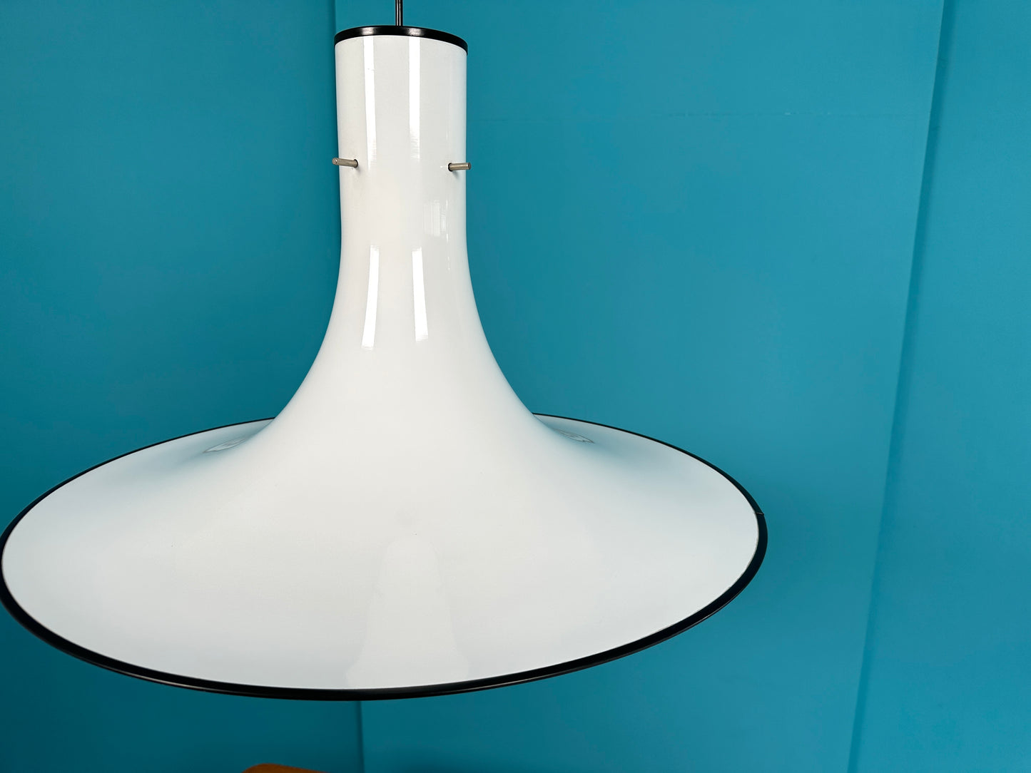 Mid-Century Hexenhut Deckenlampe weiß, 70er
