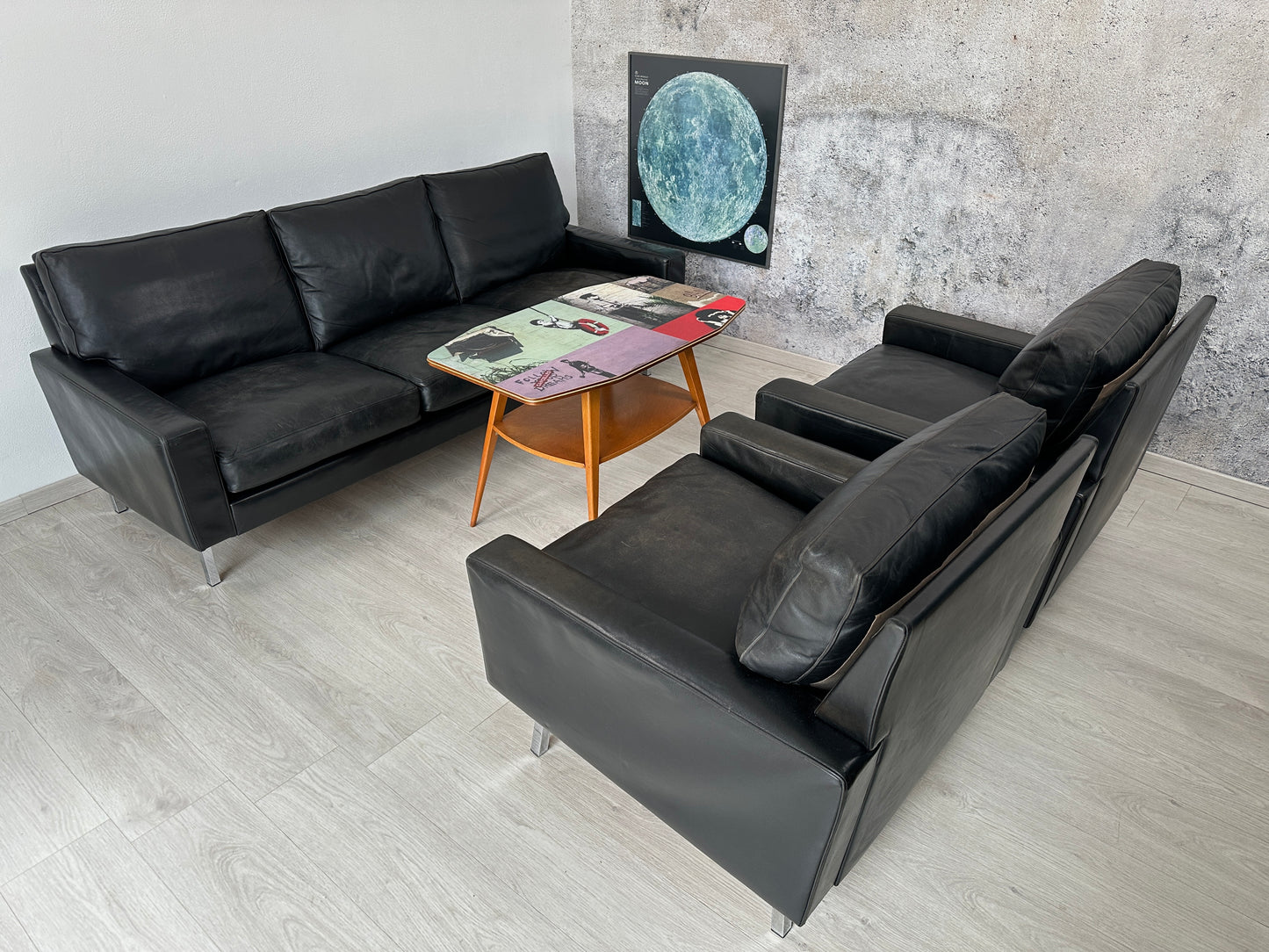 3-Sitzer Ledercouch Sofa by George Nelson für Herman Miller, 60er
