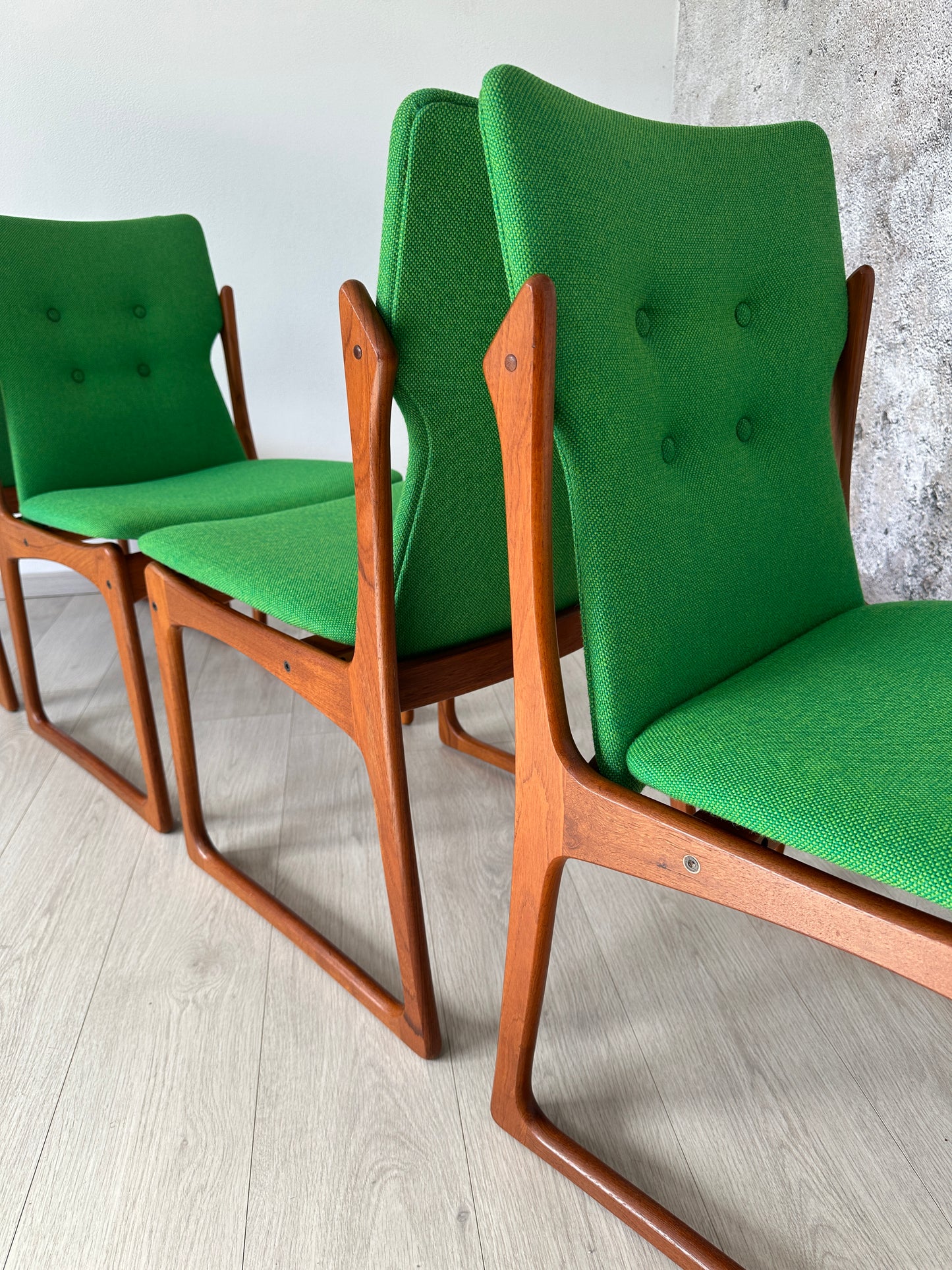 4er Set Dänische Teak Esszimmer-Stühle Vamdrup, 60er 70er