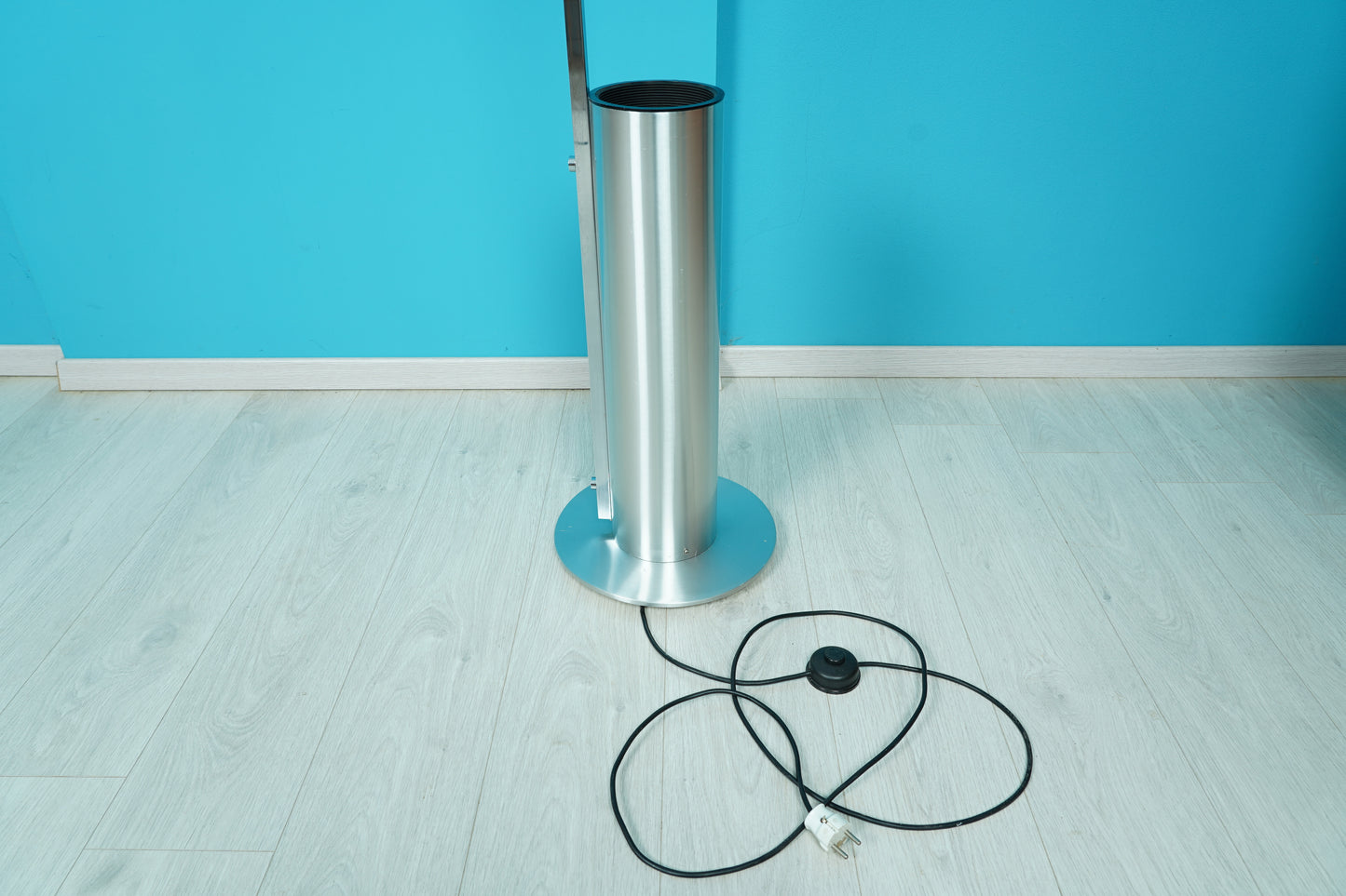 Vintage Bogenlampe / Stehlampe Chrom mit Deckenfluter, 1970er