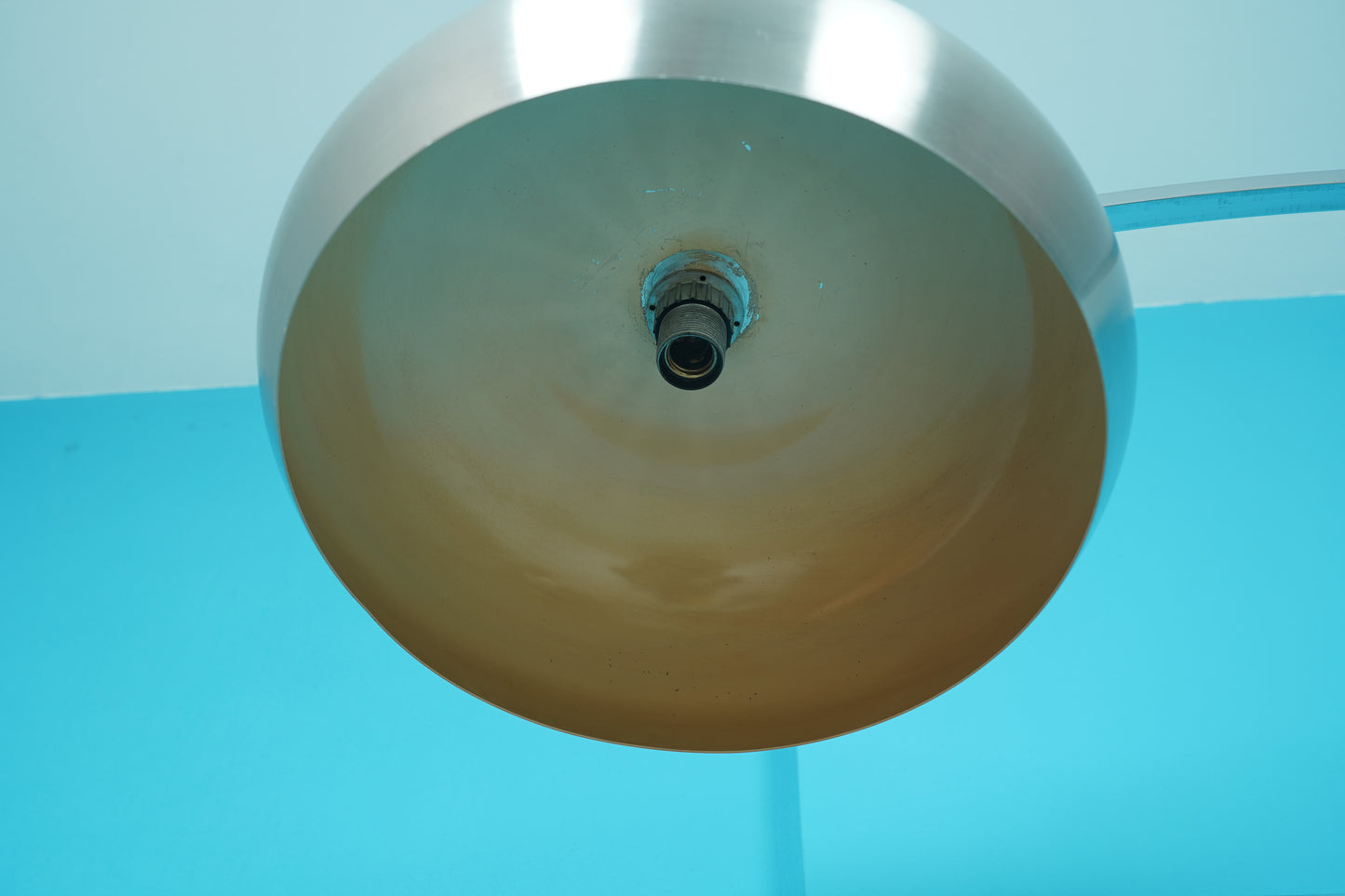 Vintage Bogenlampe / Stehlampe Chrom mit Deckenfluter, 1970er