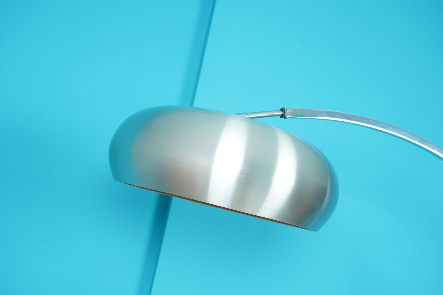 Vintage Bogenlampe / Stehlampe Chrom mit Deckenfluter, 1970er