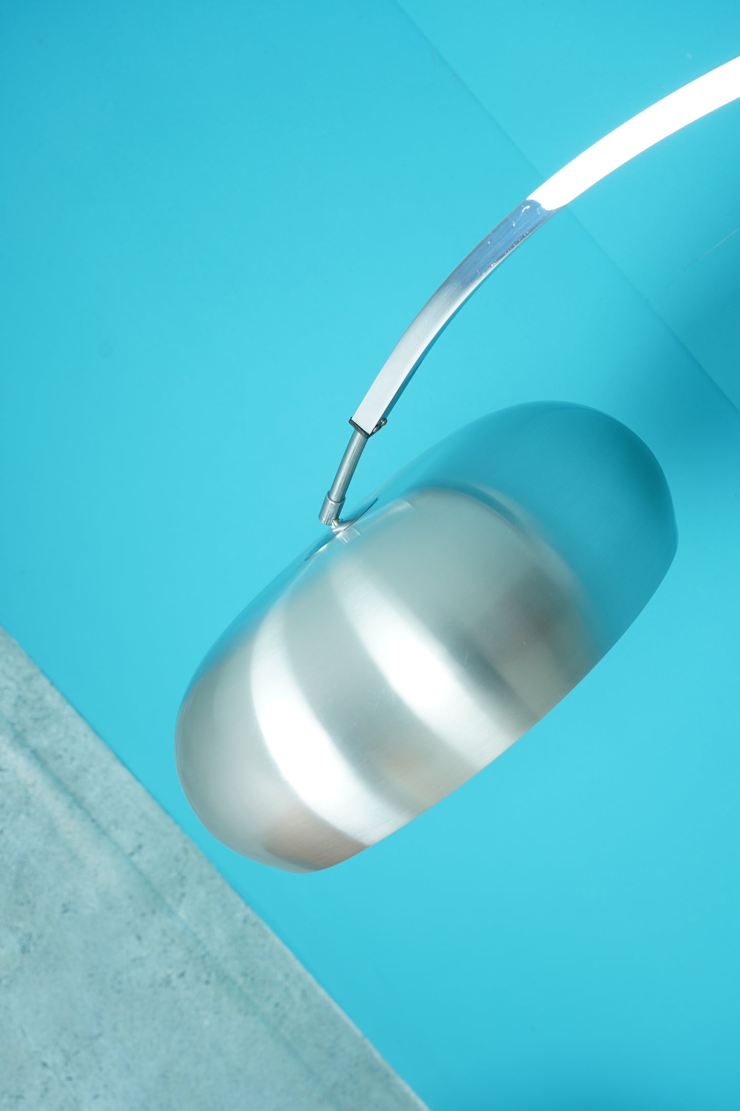 Vintage Bogenlampe / Stehlampe Chrom mit Deckenfluter, 1970er