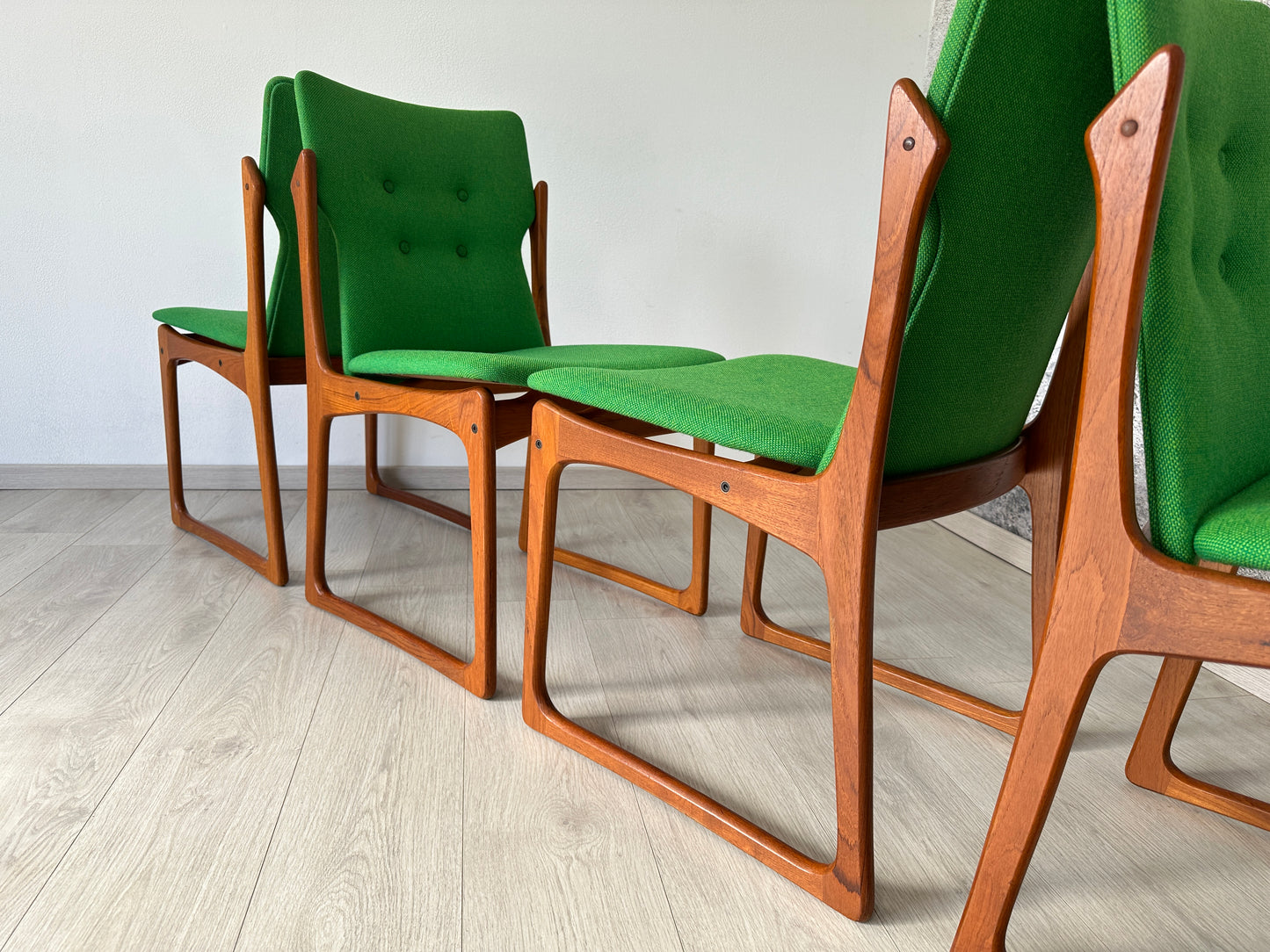 4er Set Dänische Teak Esszimmer-Stühle Vamdrup, 60er 70er