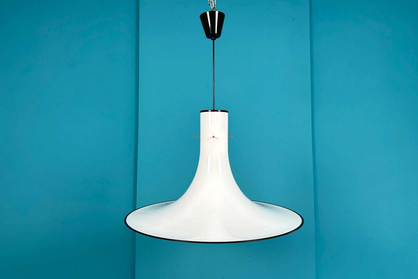 Mid-Century Hexenhut Deckenlampe weiß, 70er