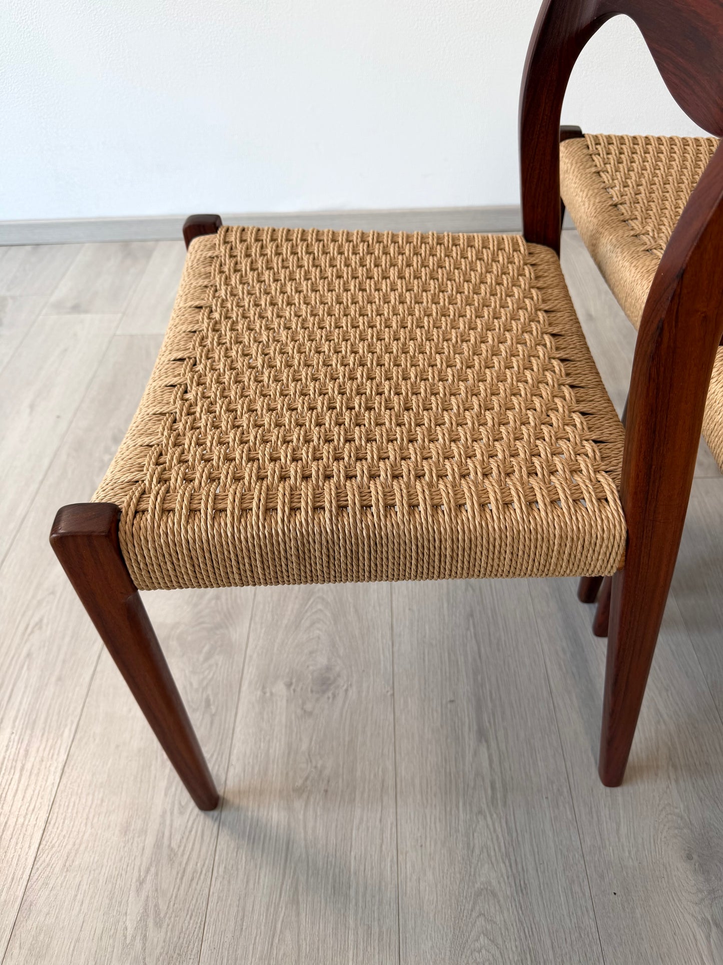 6er Set Palisander Stühle Møller Modell 71 Geflecht Neu, 60er