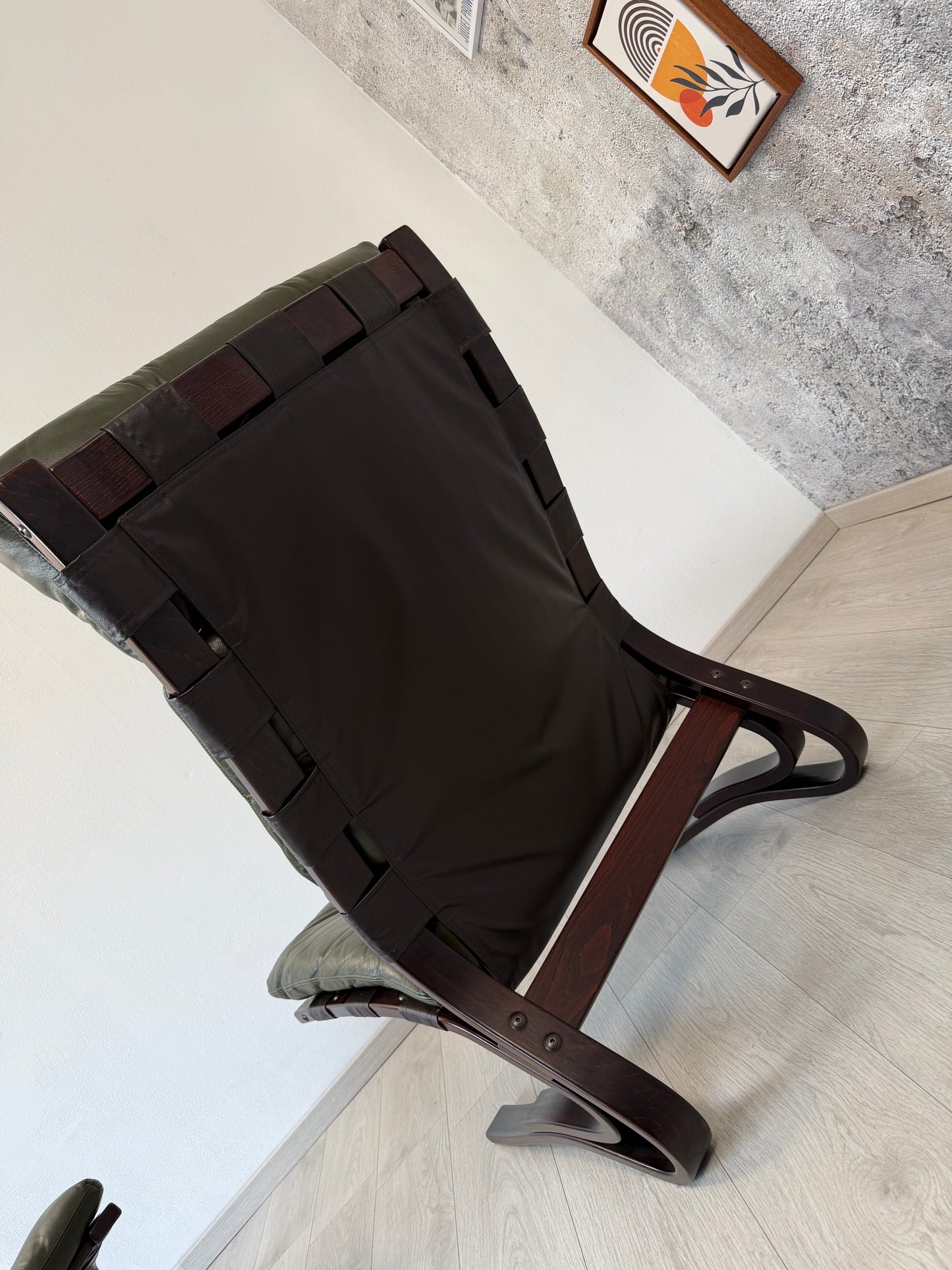 Norwegischer Leder Lounge Sessel + Ottomane by Hove, 70er