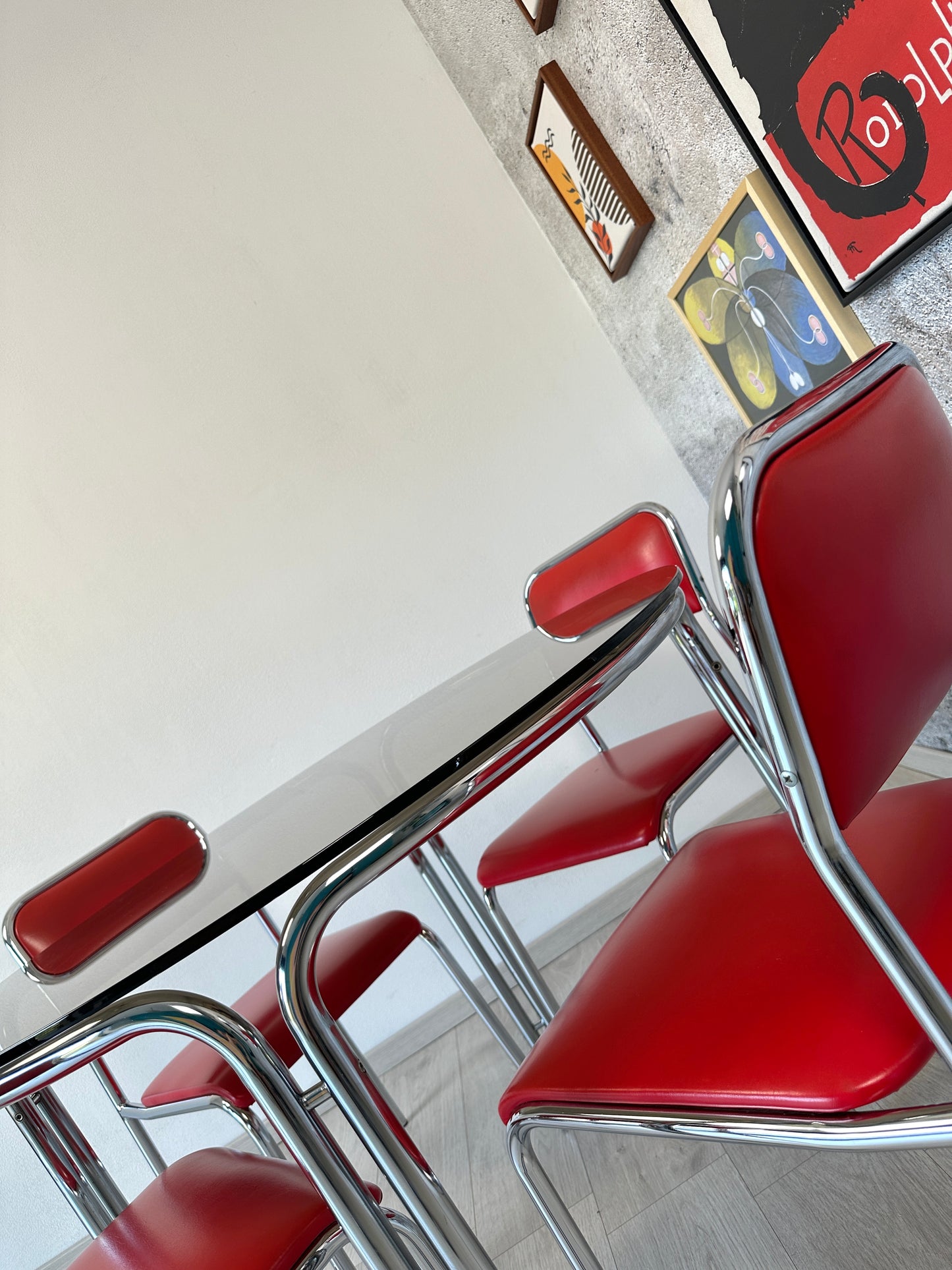 Space Age Esszimmer-Set aus Esstisch + 4 Stühle, 70er