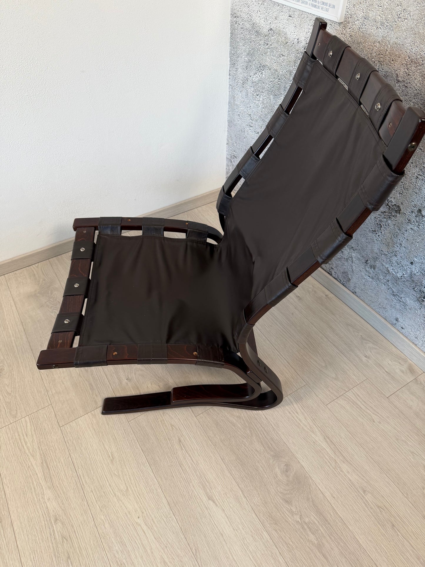 Norwegischer Leder Lounge Sessel + Ottomane by Hove, 70er