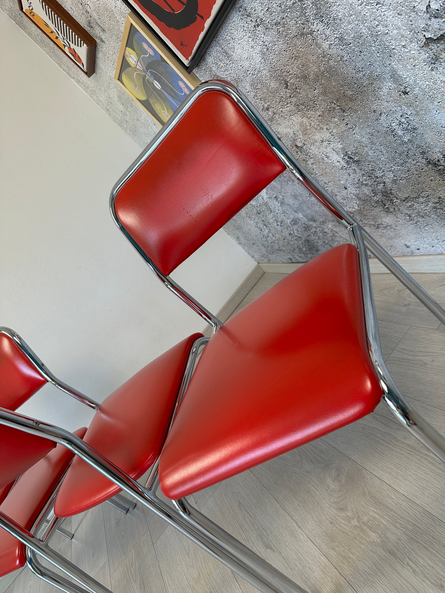 Space Age Esszimmer-Set aus Esstisch + 4 Stühle, 70er