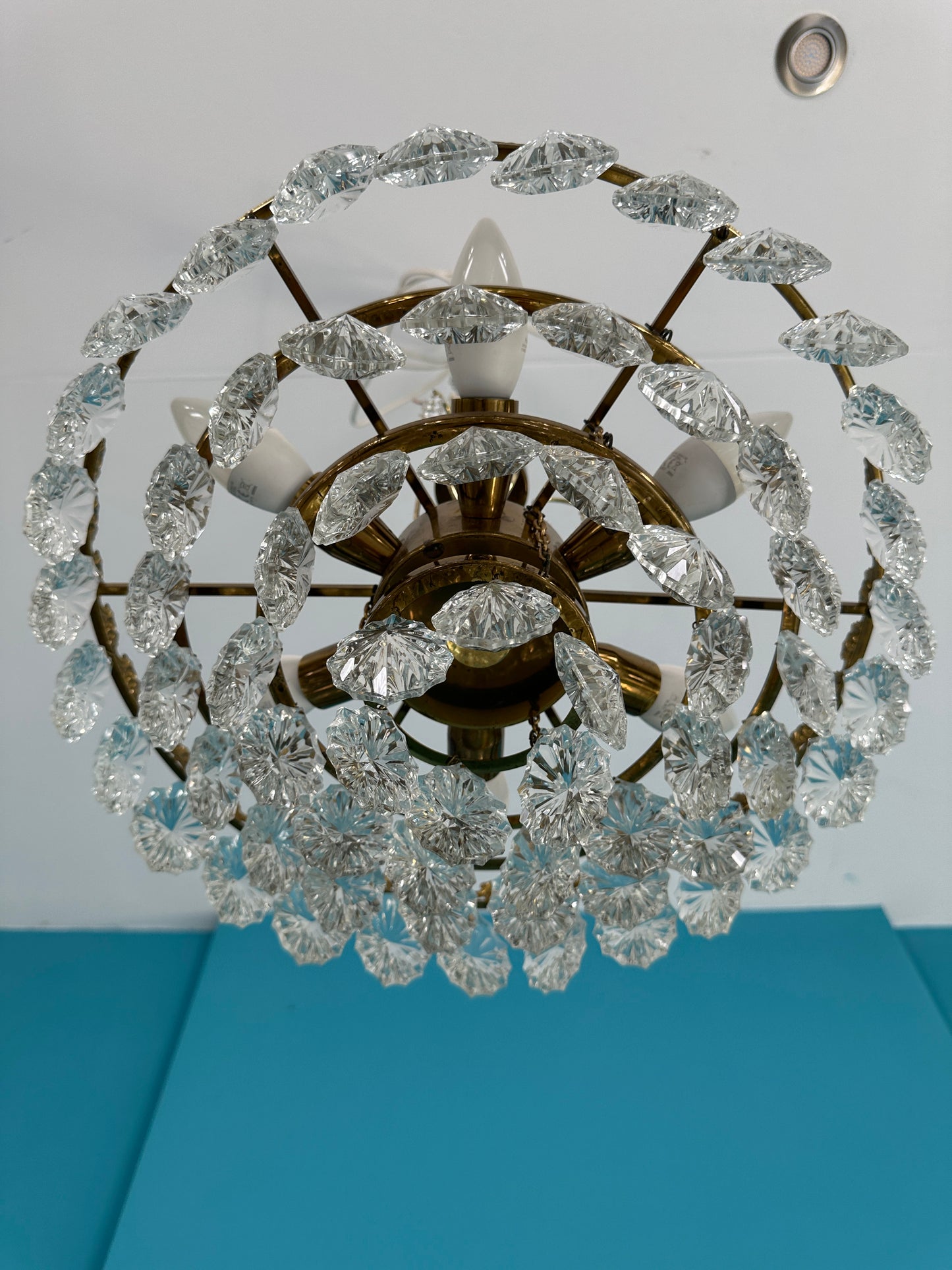 Kristallglas Kronleuchter / Deckenlampe / Lüster von Sölken Leuchten, 70er