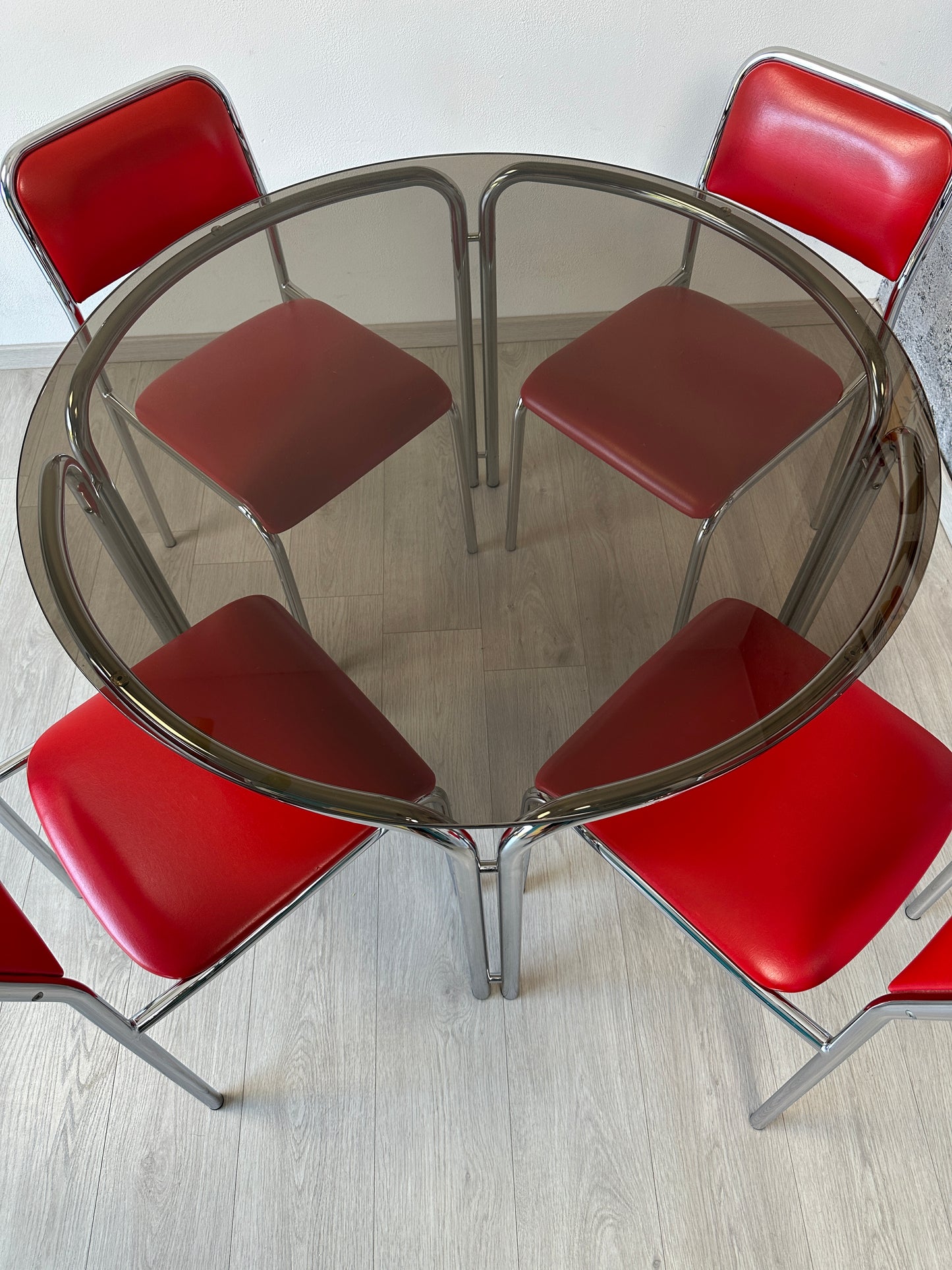 Space Age Esszimmer-Set aus Esstisch + 4 Stühle, 70er