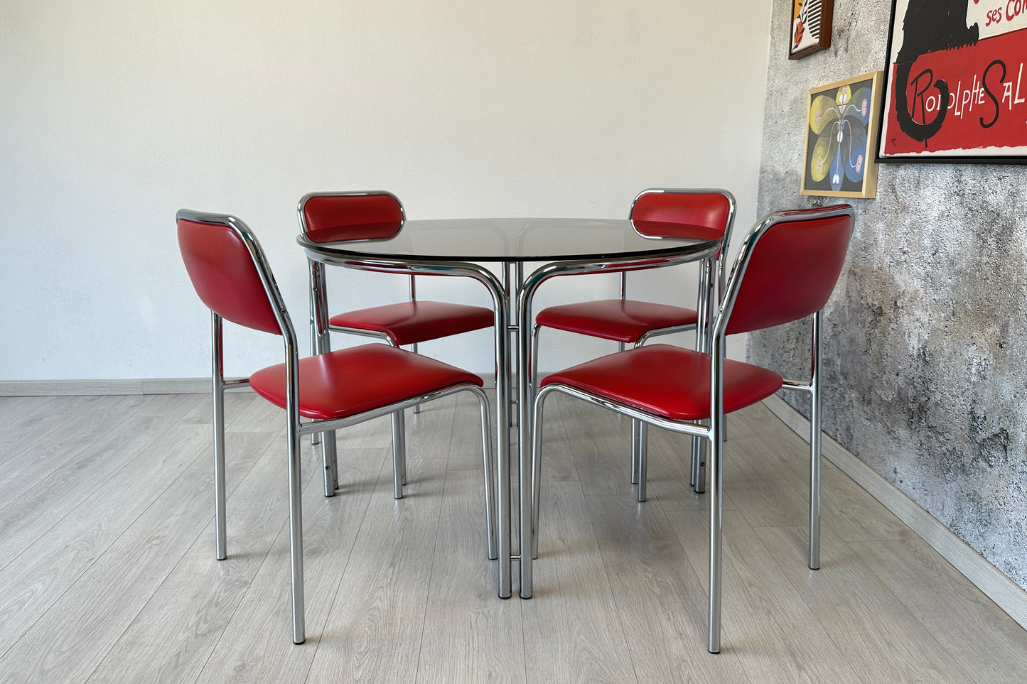Space Age Esszimmer-Set aus Esstisch + 4 Stühle, 70er