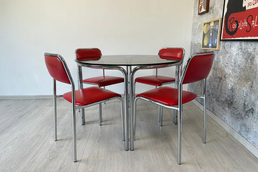 Space Age Esszimmer-Set aus Esstisch + 4 Stühle, 70er