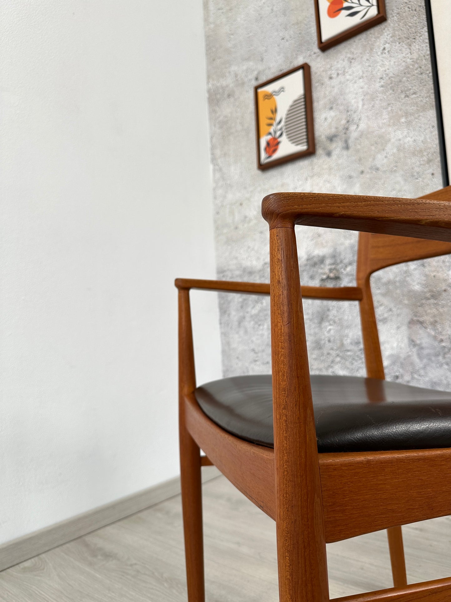 Danish Teak-Armlehnenstuhl / Schreibtischstuhl Kjaernulf für KS Møbler, 60er