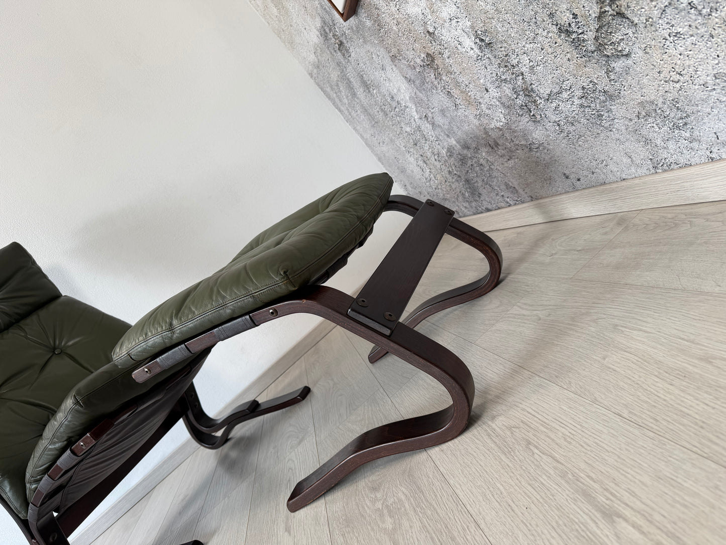Norwegischer Leder Lounge Sessel + Ottomane by Hove, 70er