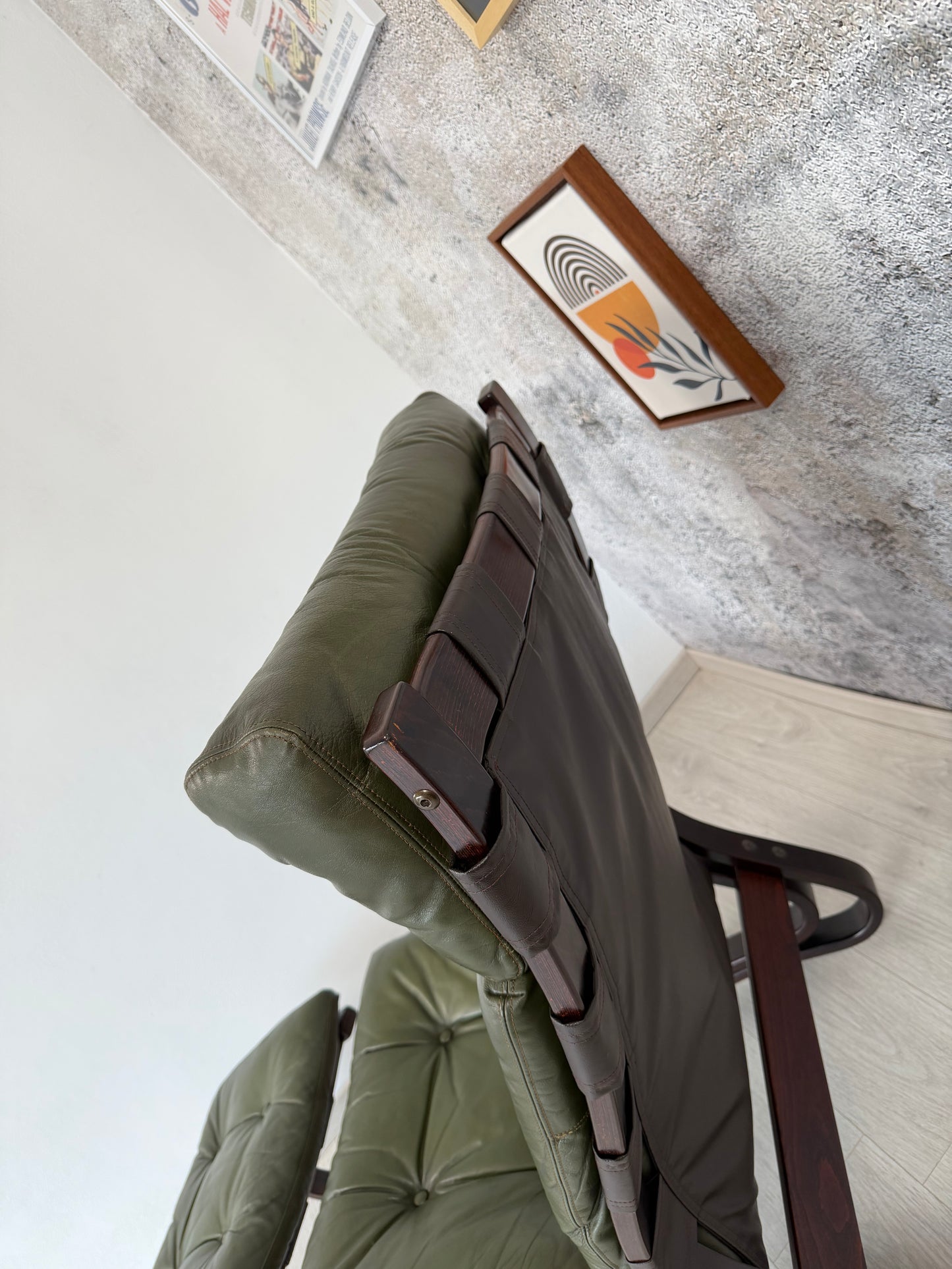 Norwegischer Leder Lounge Sessel + Ottomane by Hove, 70er