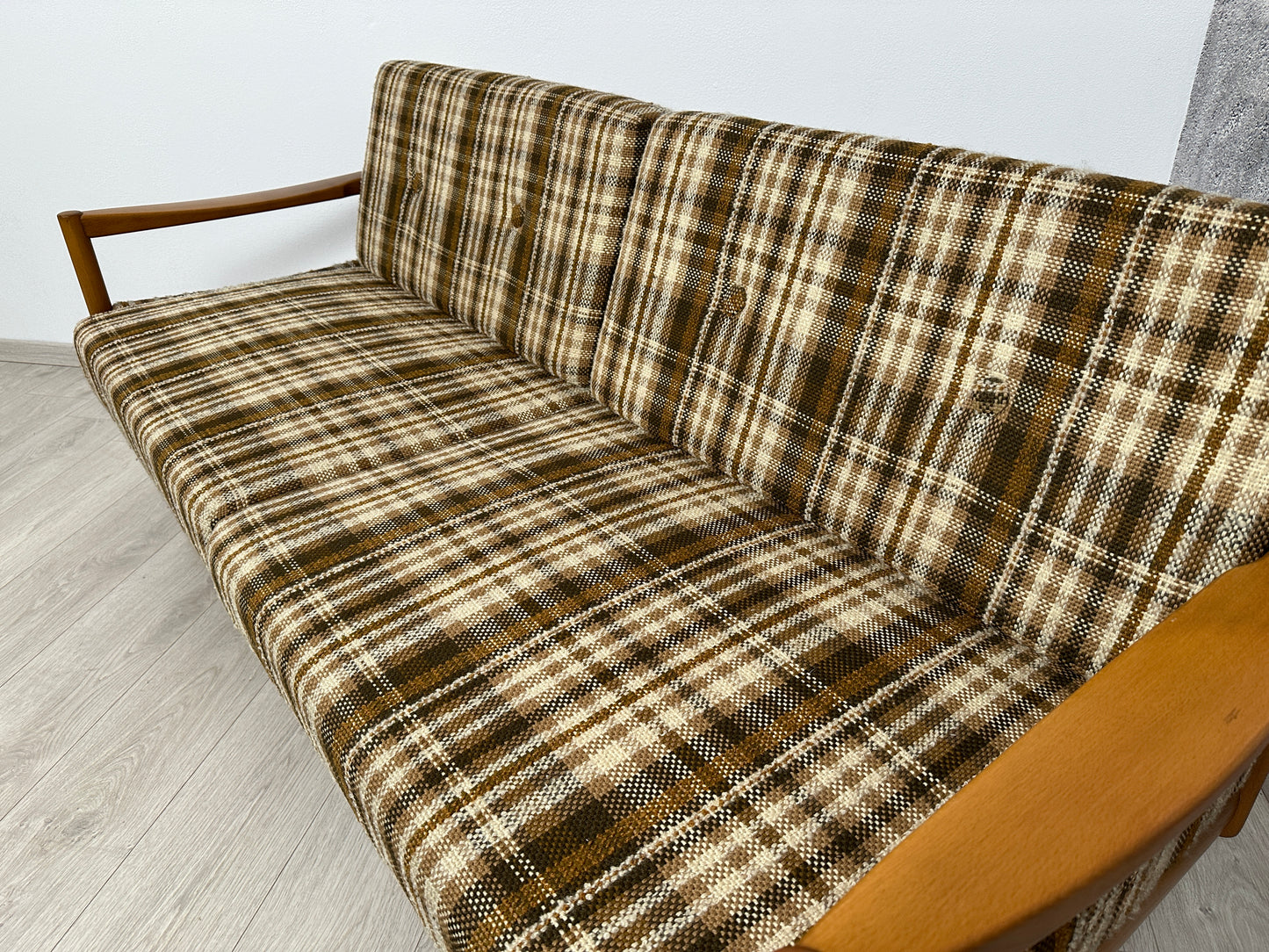 Sofa / 3-Sitzer Couch Daybed ausziehbar Knoll Antimott, 1960er