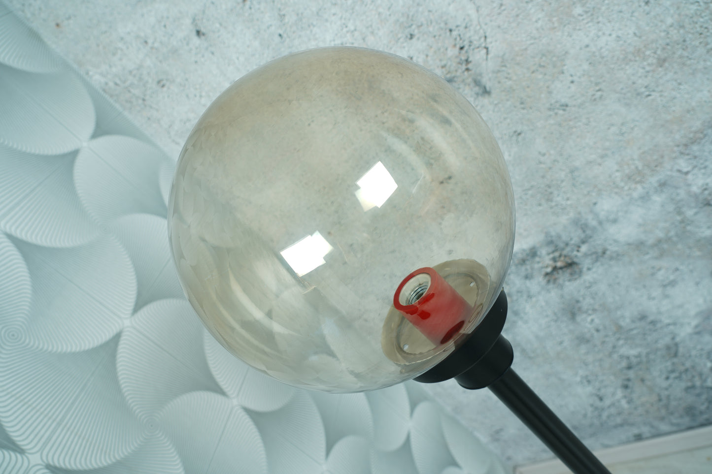 Bubble Glas Stehleuchte / Stehlampe mit Metall-Standfuß, 1960er 1970er