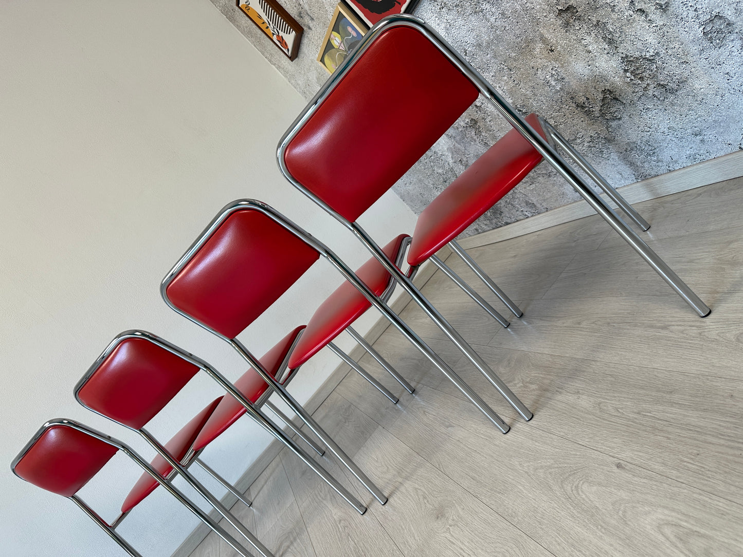 Space Age Esszimmer-Set aus Esstisch + 4 Stühle, 70er